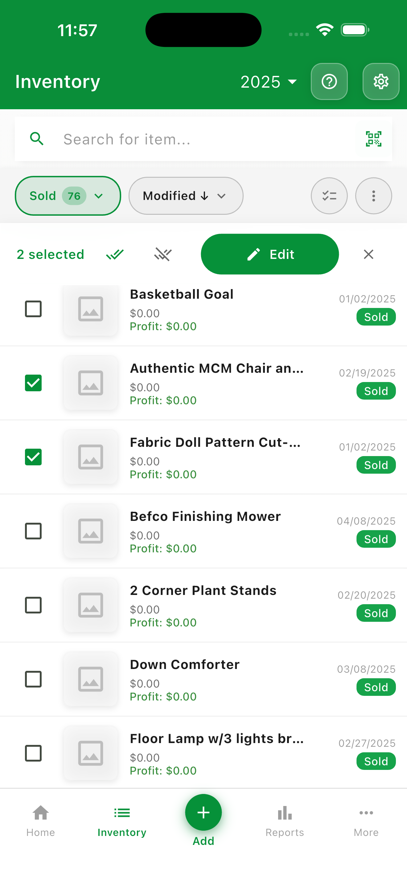 bulk edit items