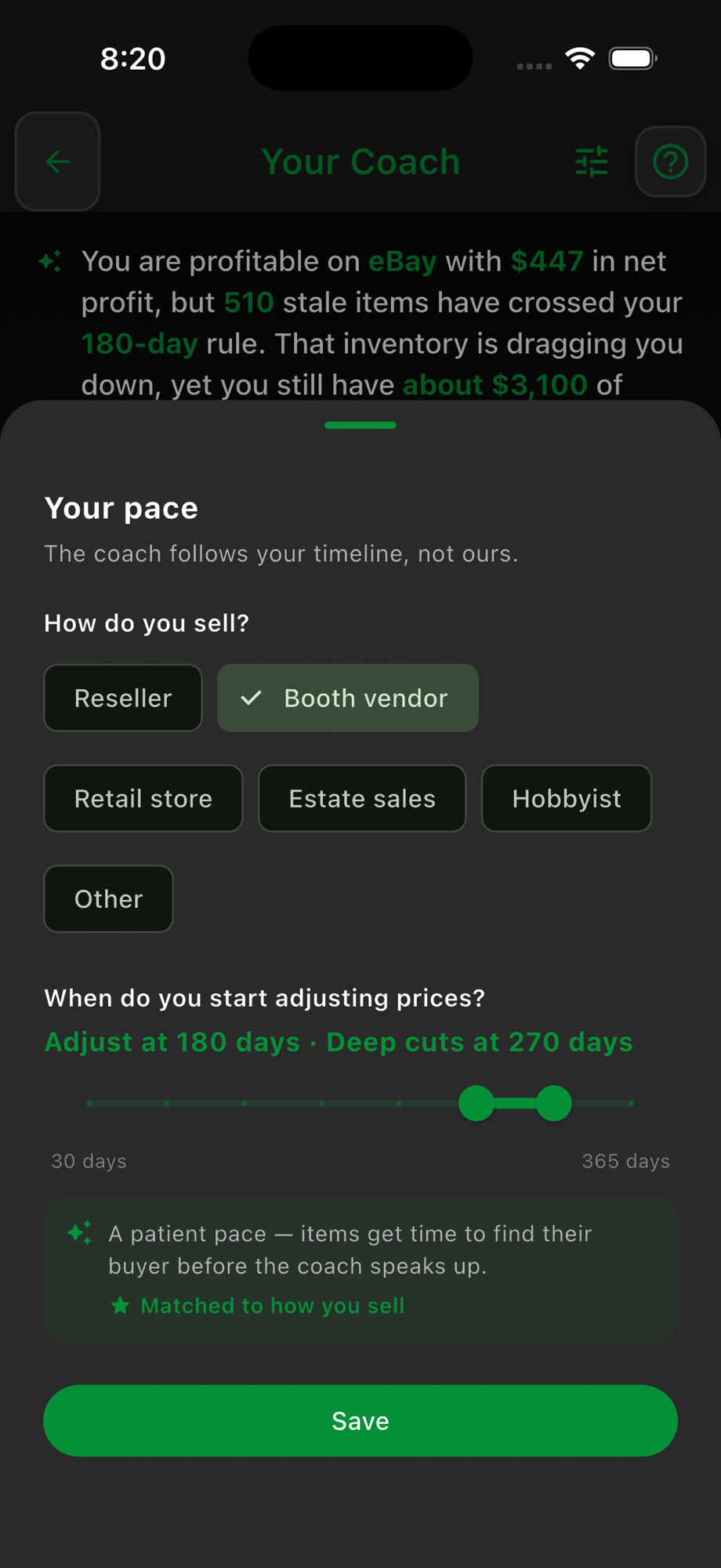coach your pace settings