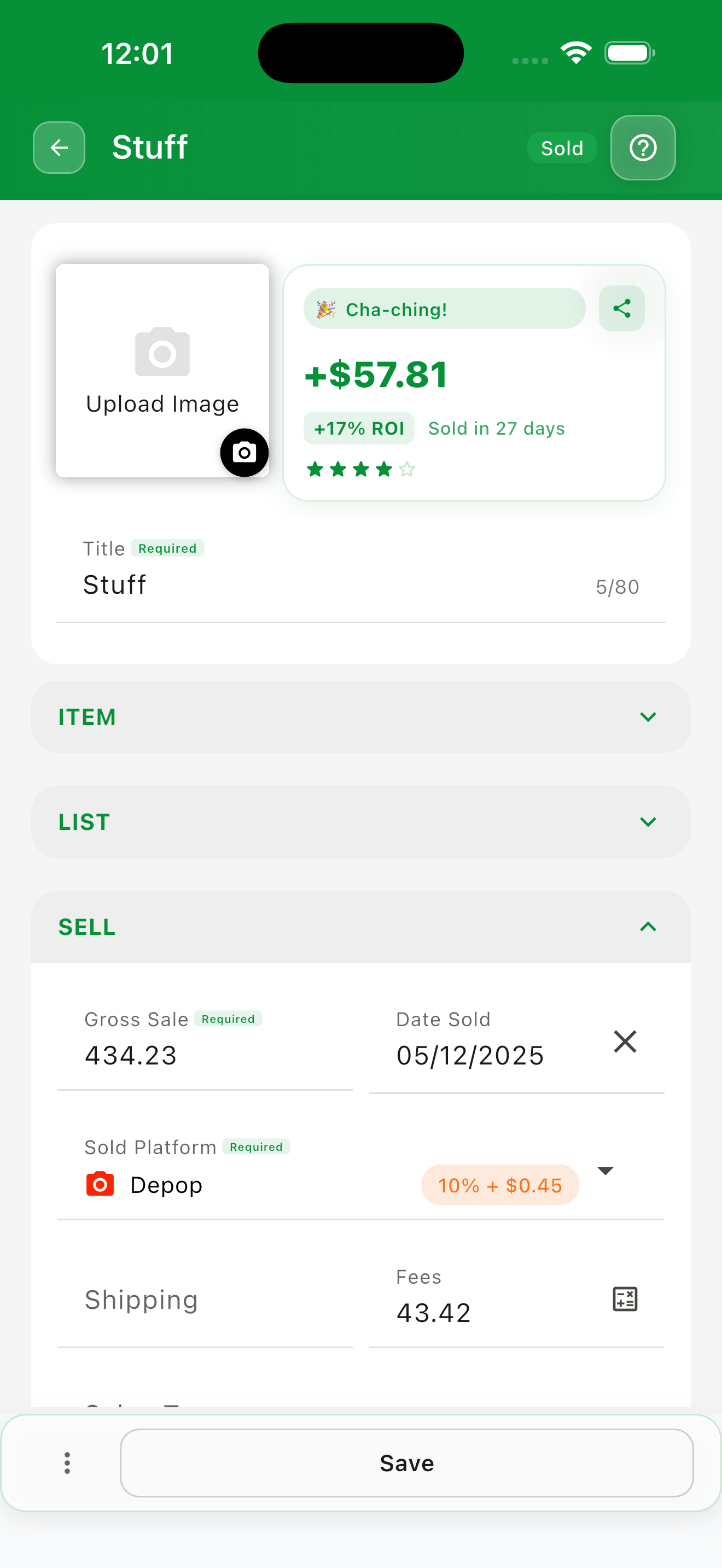 edit inventory item