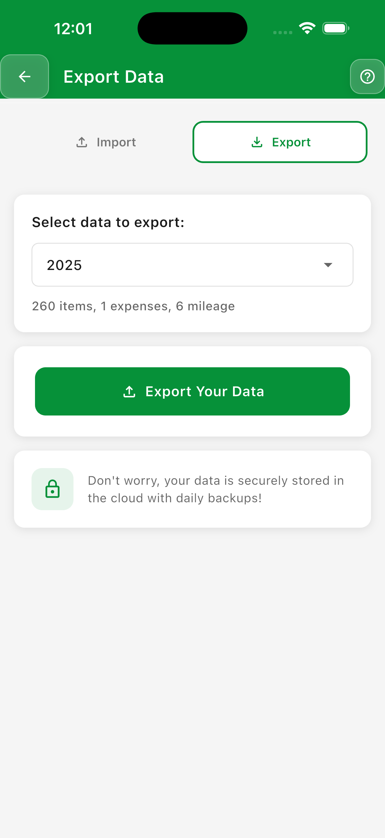 export inventory data
