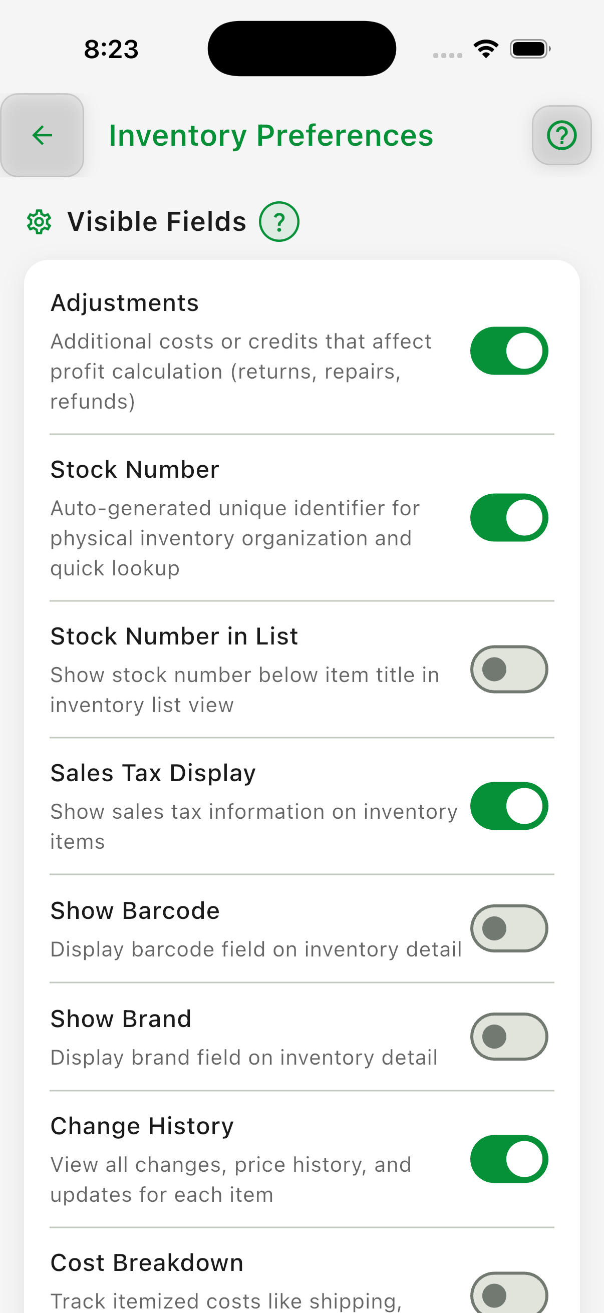 inventory display settings 2