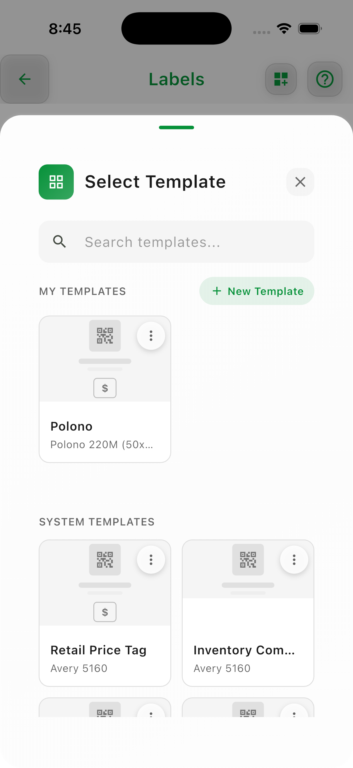 label templates settings 3