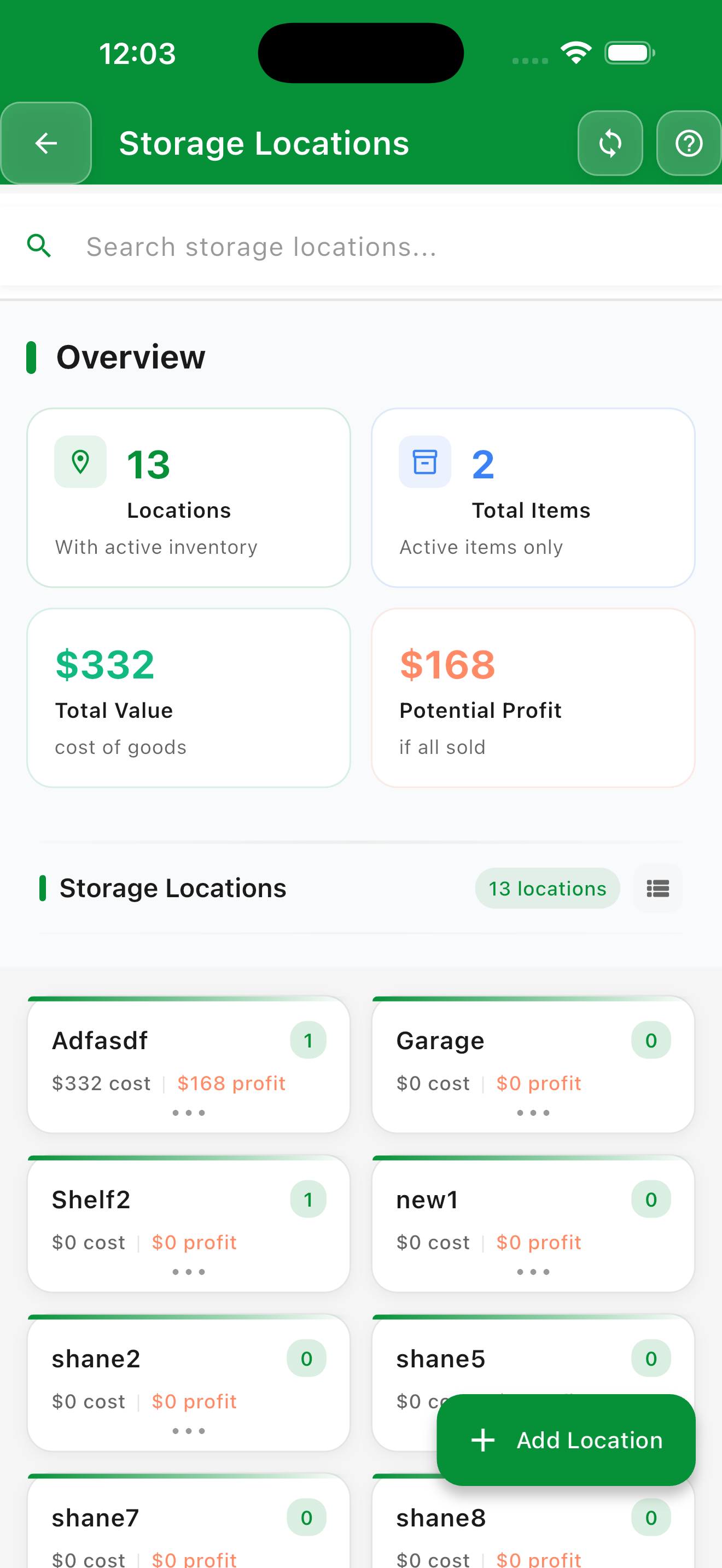 storage locations