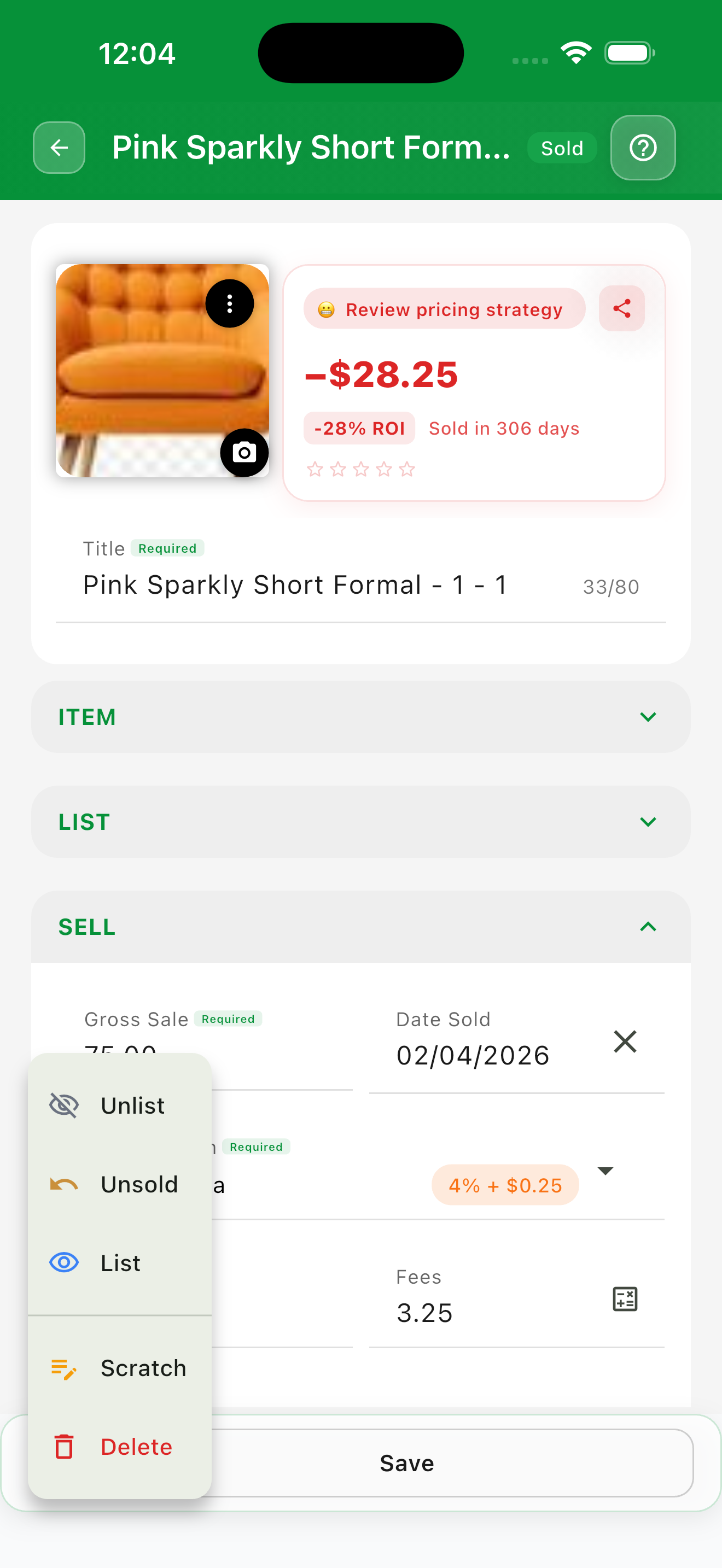 undo a sale