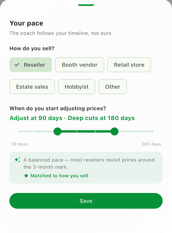 The Your pace sheet: how you sell and when to start adjusting prices