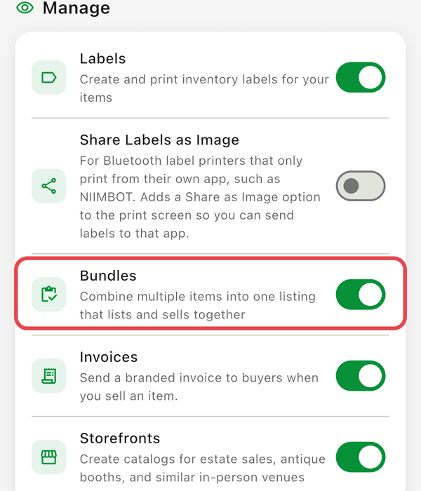 Feature Visibility with Bundles switched on