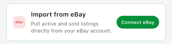 Import from eBay with the Connect eBay button