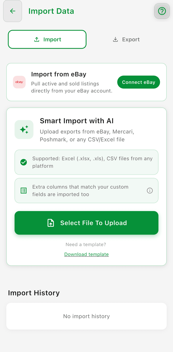 Import Data with Smart Import with AI and Select File To Upload