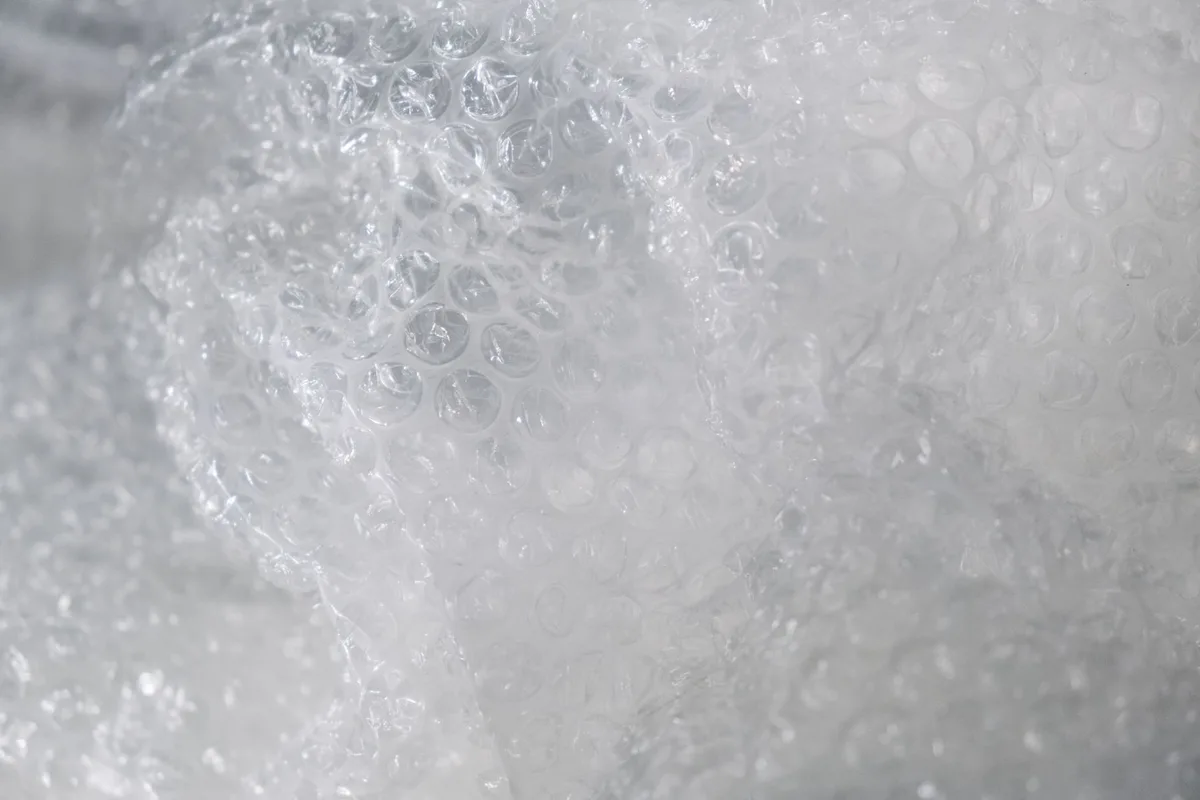 Bubble wrap and packing materials organized for shipping