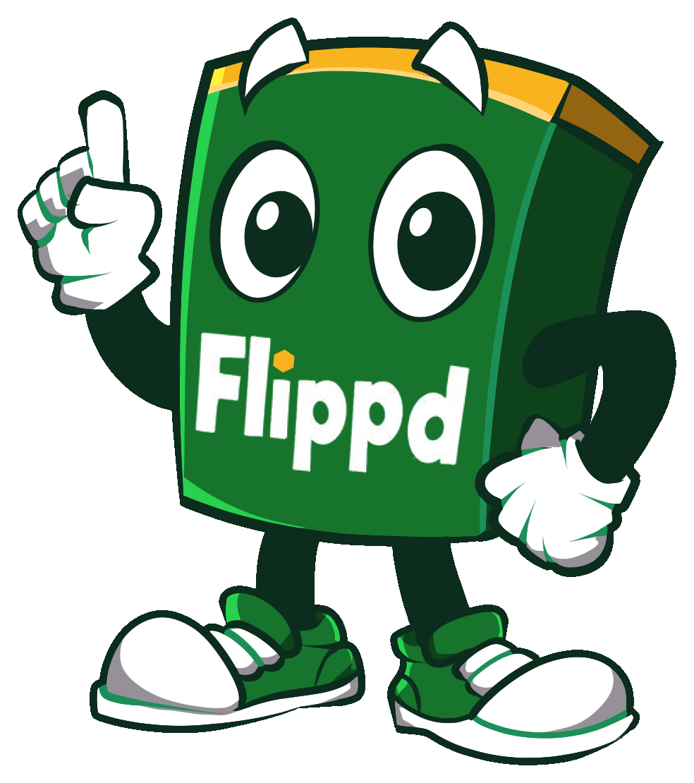 Flippd mascot pointing the way