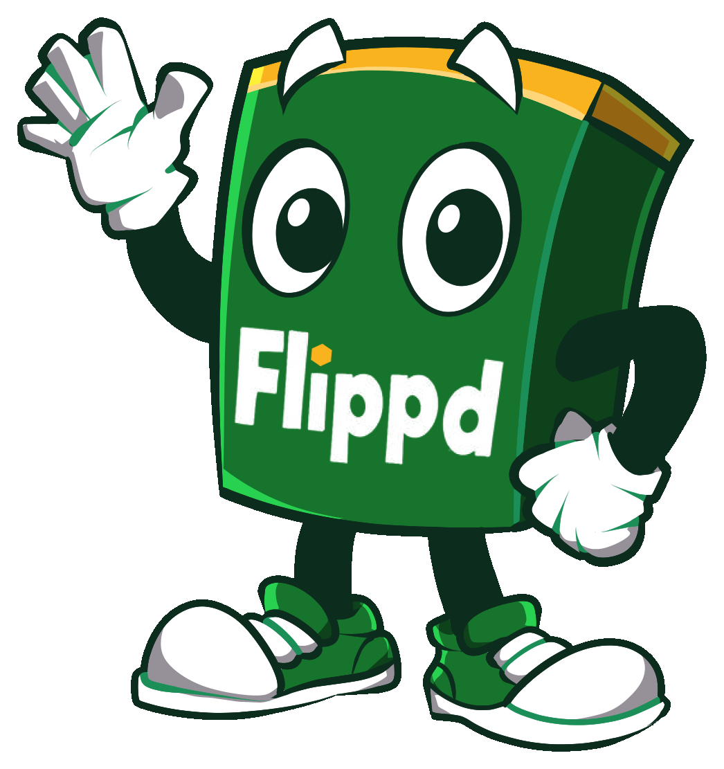 Flippd mascot waving