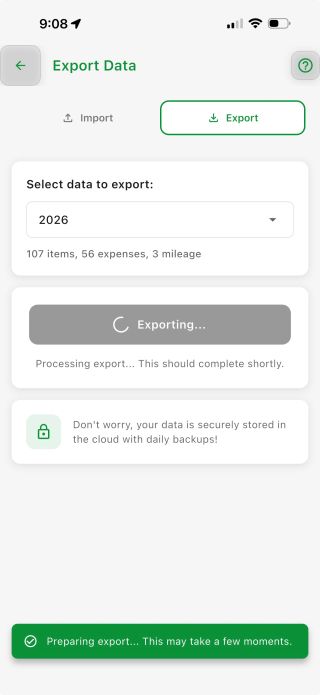 Export tax-ready data