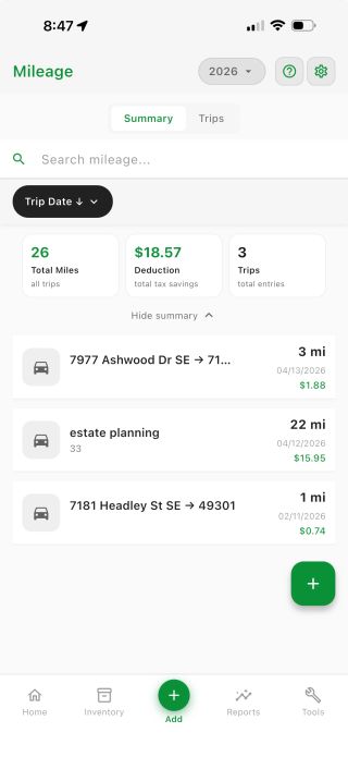 Mileage tracks itself