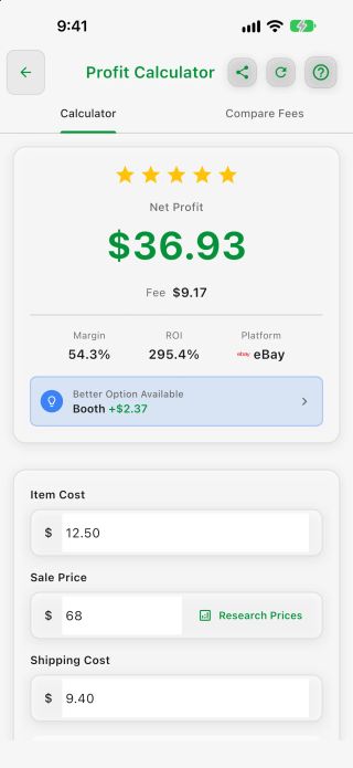 Profit after fees, calculated for you