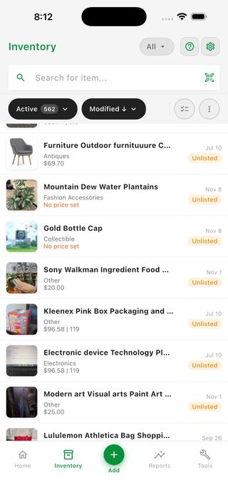 Flippd Inventory App Screenshot