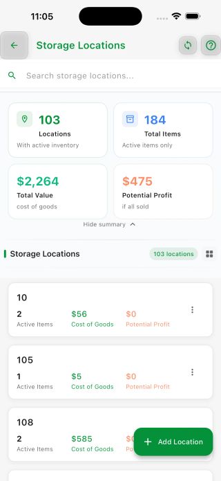 Storage locations for every item