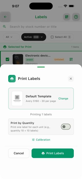 Print QR price labels