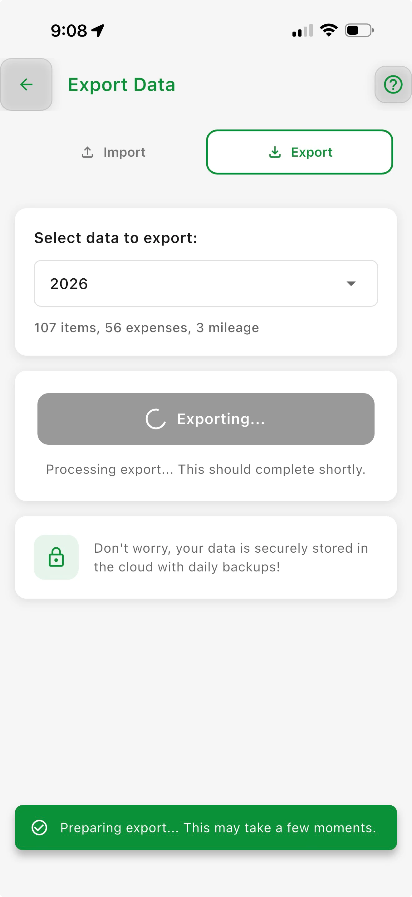 Exportación de datos con un clic a CSV
