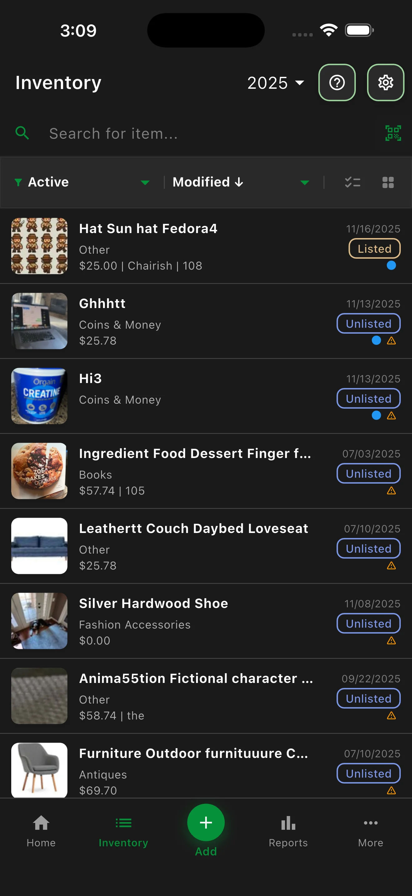 Complete inventory management interface