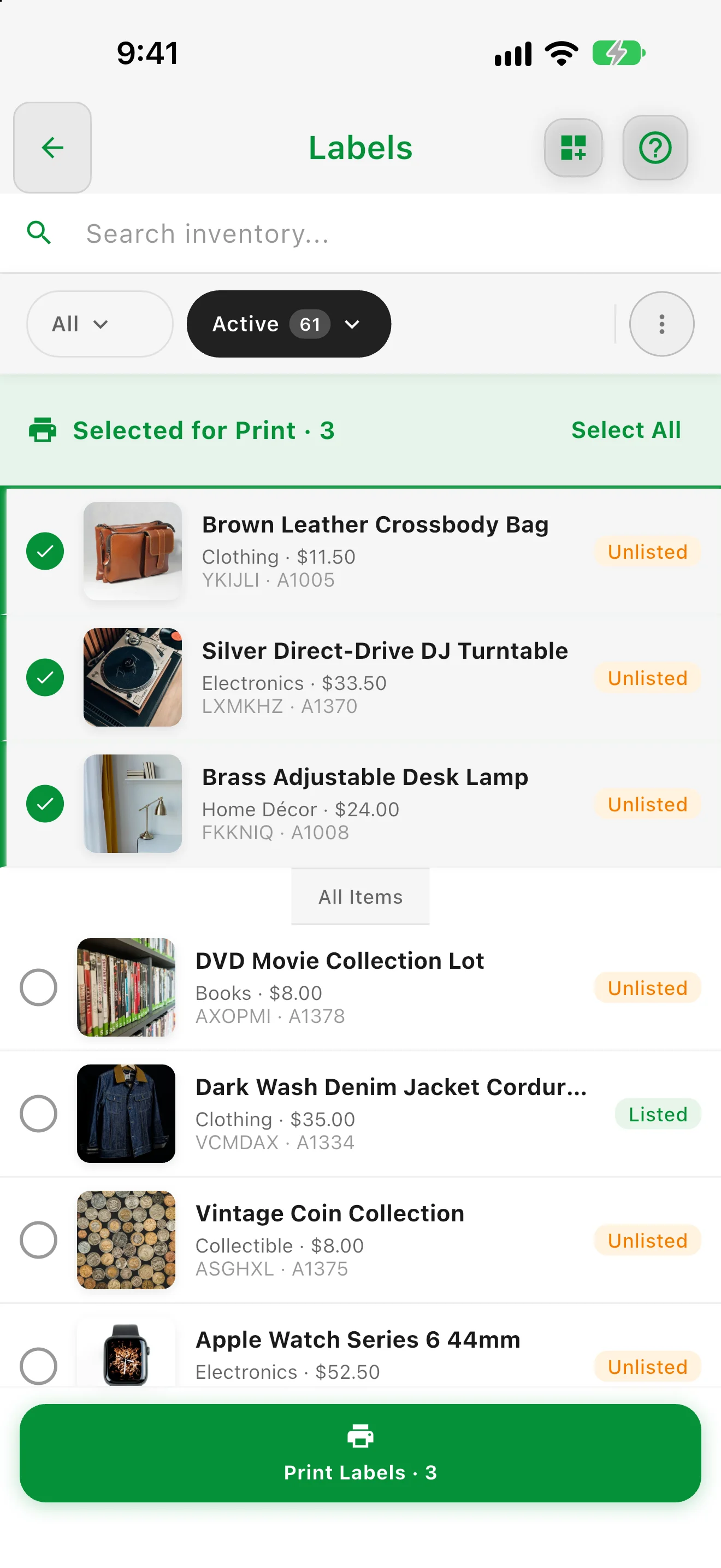 Etiquetas de código QR imprimibles para inventario