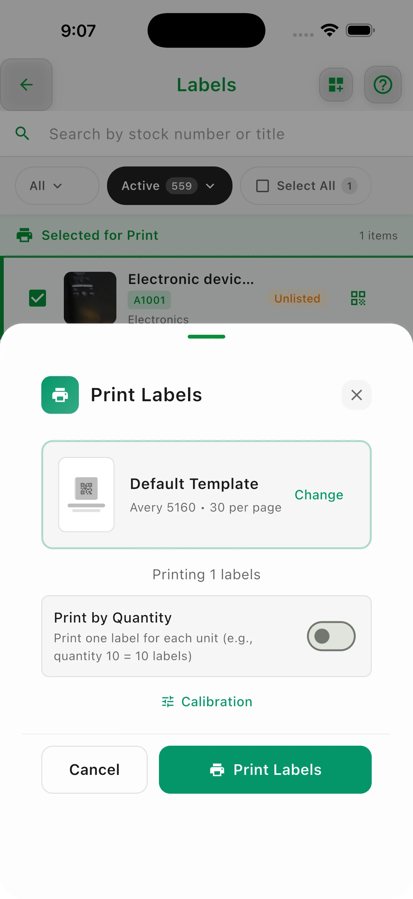 Etiquetas de código QR imprimibles para inventario