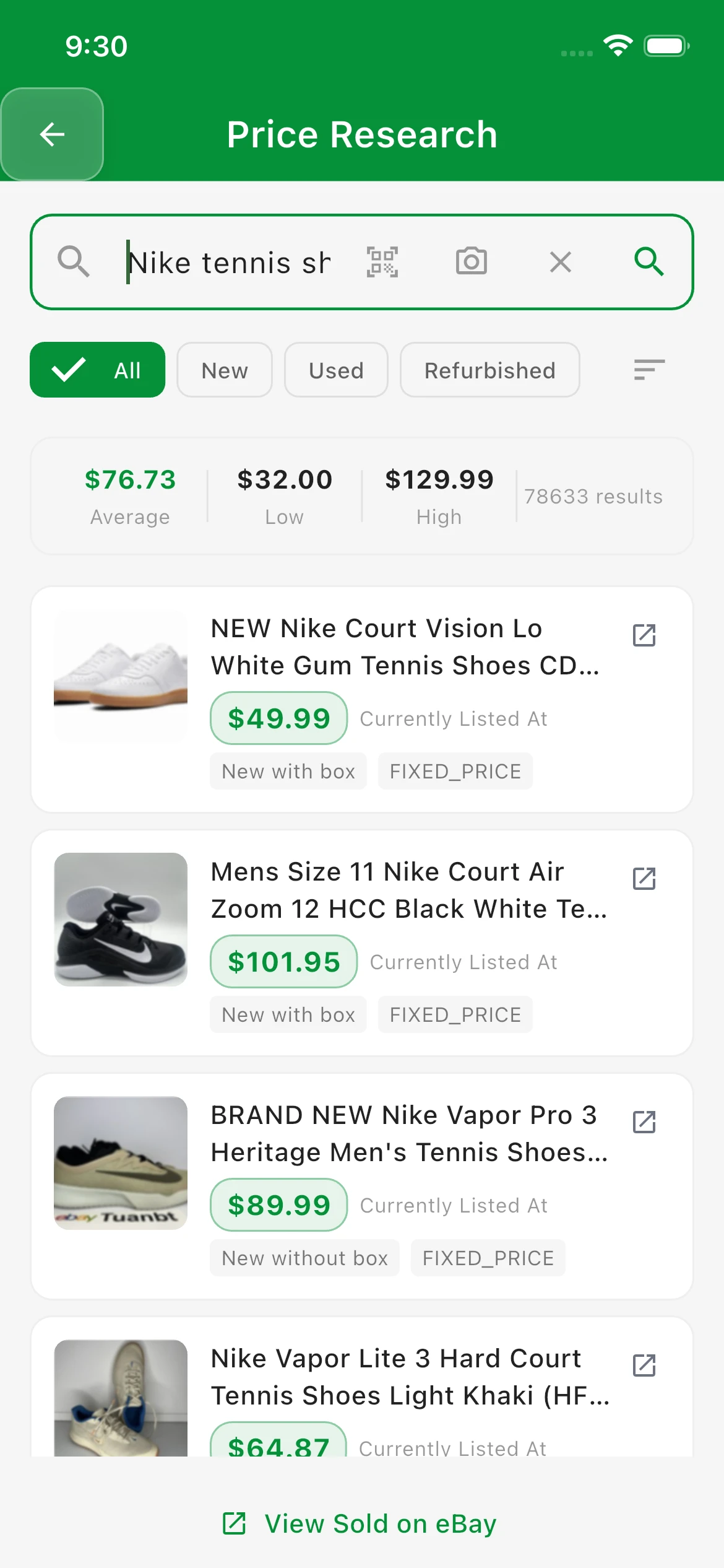 Research prices and calculate profit before you buy