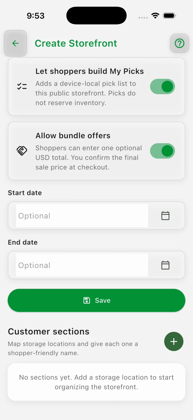 My Picks and bundle offer toggles switched on with sale dates